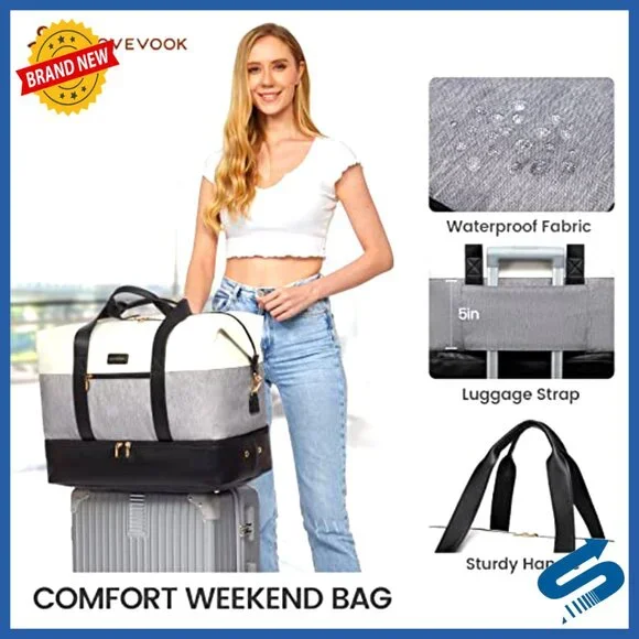 Large Travel Duffel Bag with Packing Cubes Shoe Compartment Weekender Carry On - Picture 6 of 7